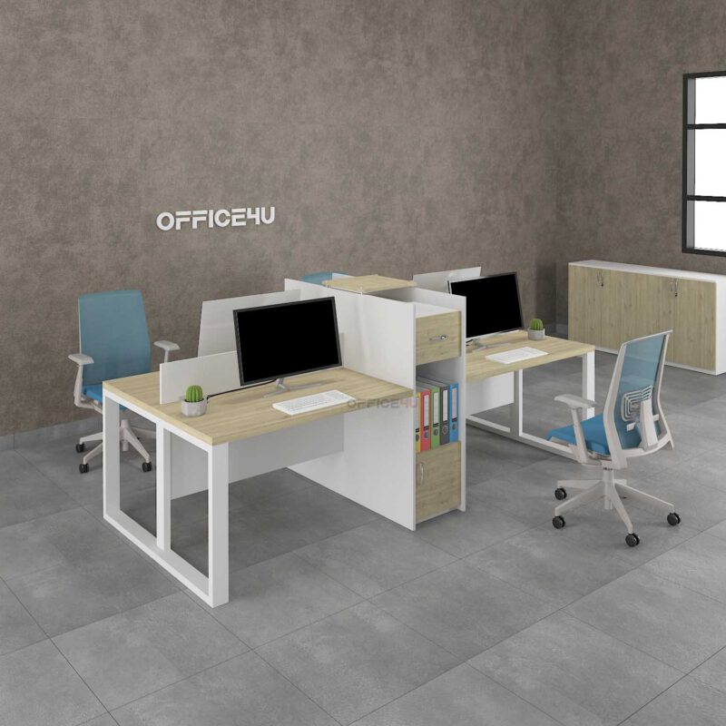 Amer Series 4 Cluster Workstation Desk With Cabinet