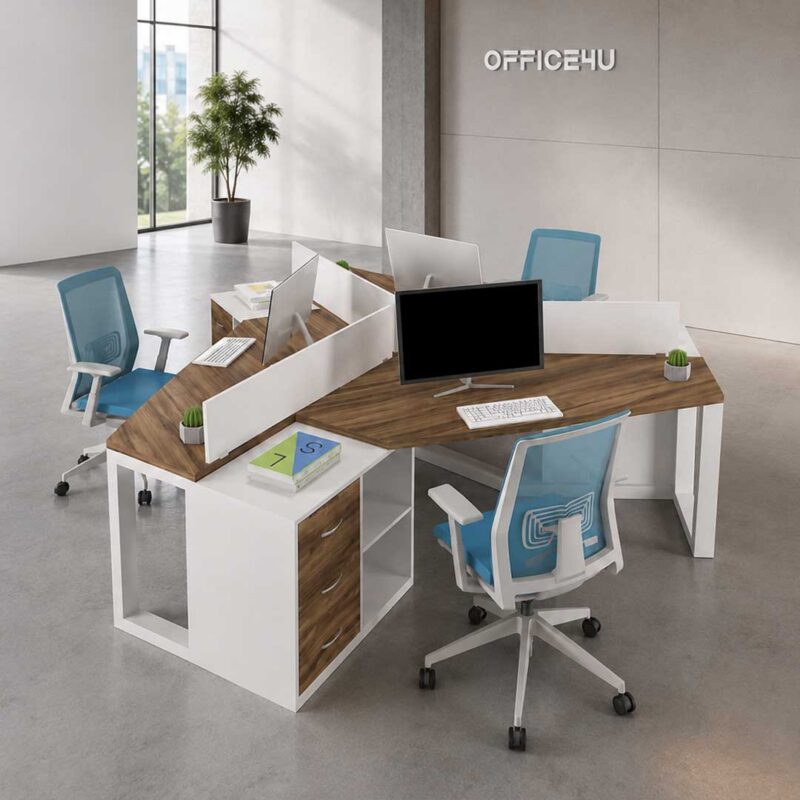 Amer Series 3 Person Triangle Workstation Desk