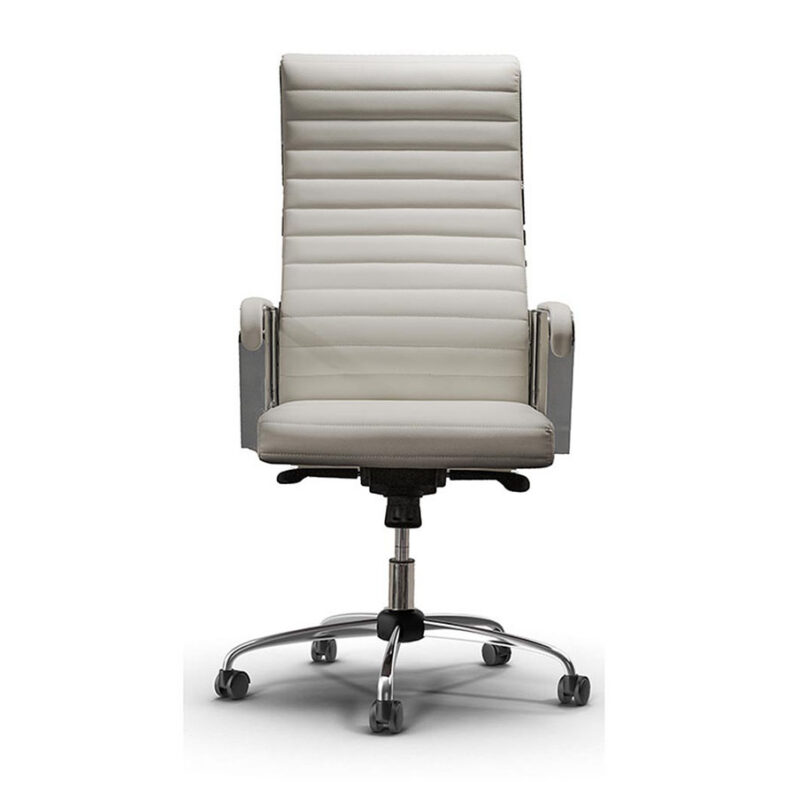 Silla White Meeting Chair with chrome armrest mechanism