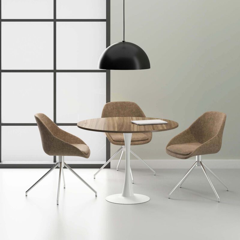 Lia Round Meeting Table | White Base | 3-4 person
