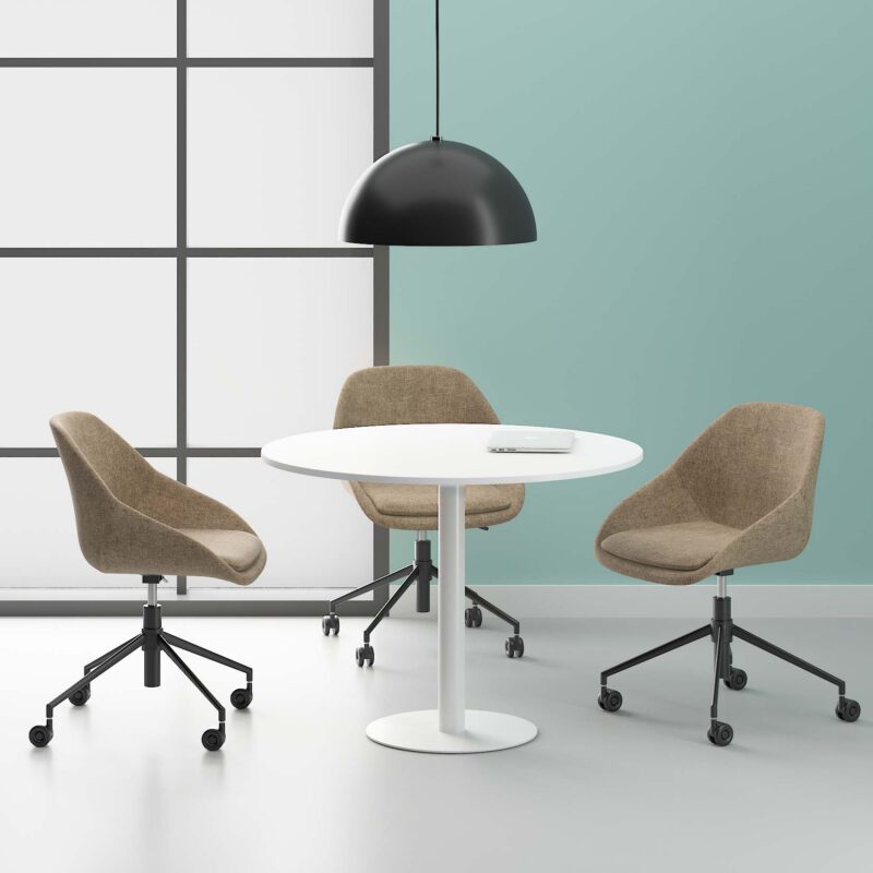 Onyx White Base Round Meeting Table