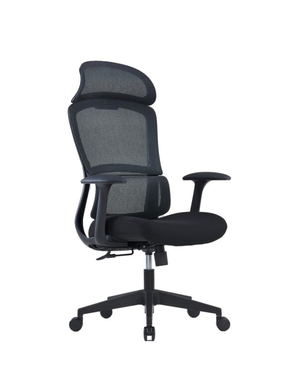Anton black mesh Chair with fixed mesh headrest