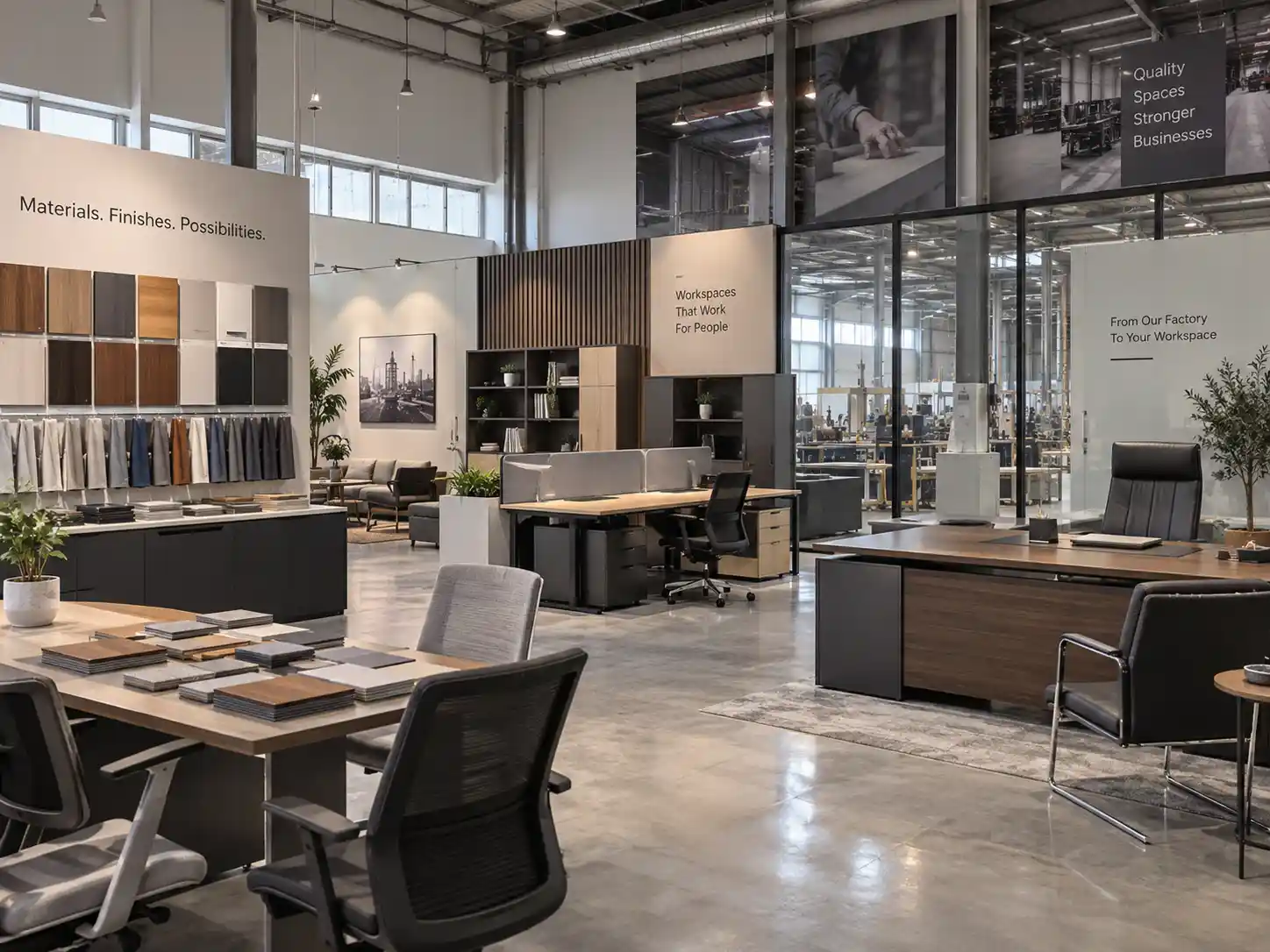 Office4u material samples in Jebel Ali showroom