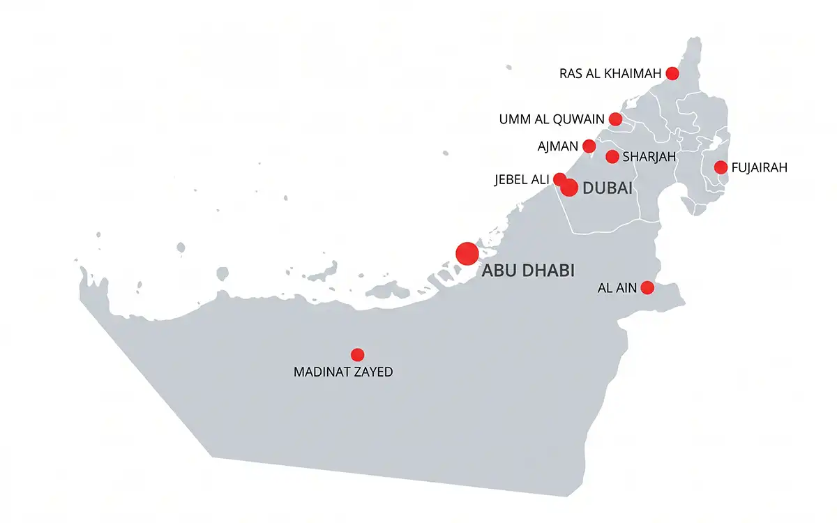 Office4u delivery and installation areas across the UAE
